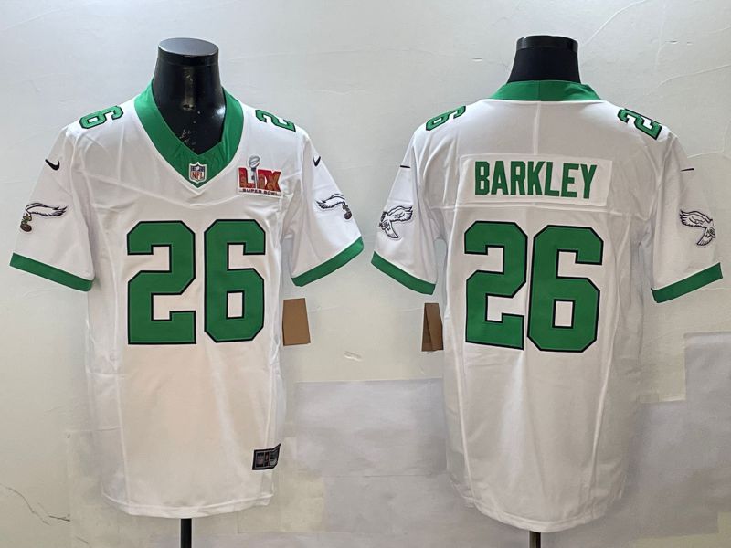 Men Philadelphia Eagles #26 Barkley White Retro three generations 2025 Nike Vapor Limited NFL Jersey style 2